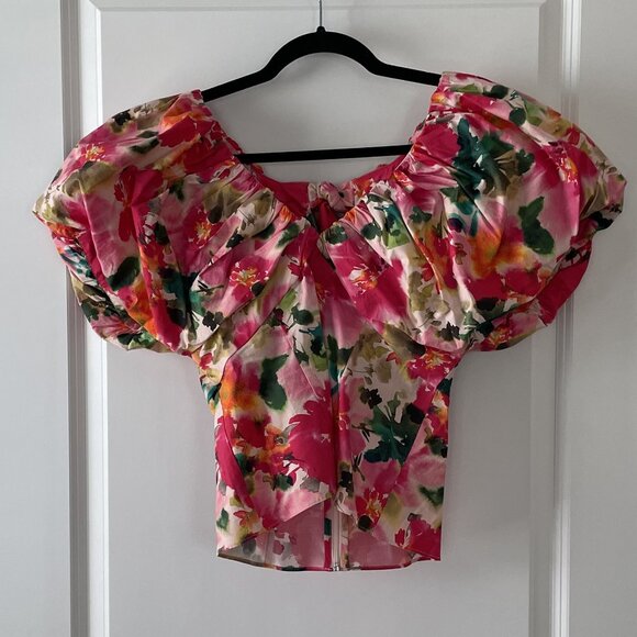 J. Crew Cecily Top in Multi Floral Stretch Cotton Poplin Blend Size 4. - Picture 2 of 9